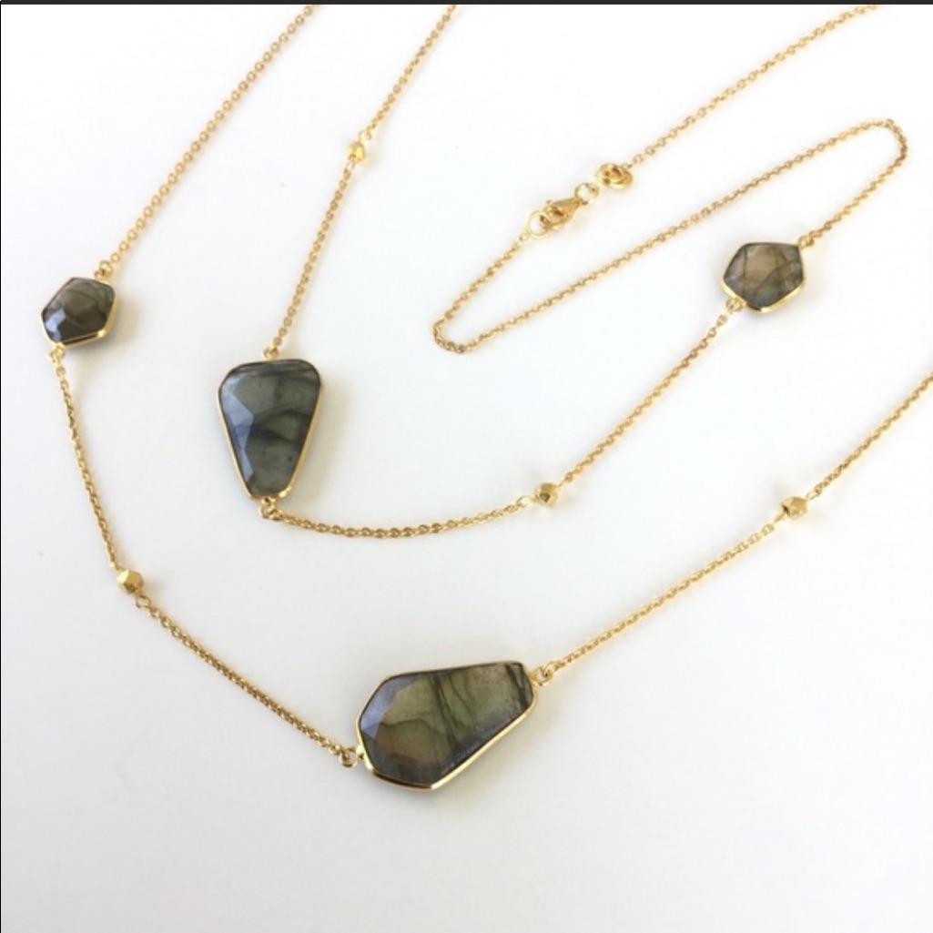 Argento Vivo Gold Geo Stone Long Strand Necklace